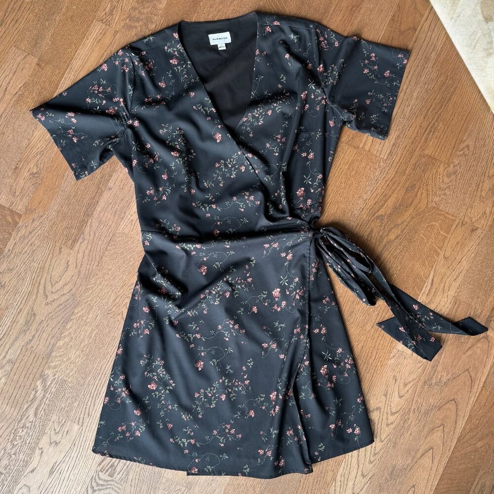 Frank & Oak Black Floral Dress - Size L